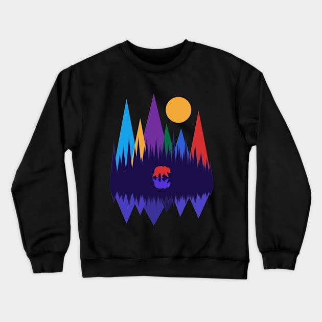 Bear in the Mountains Crewneck Sweatshirt by RockettGraph1cs